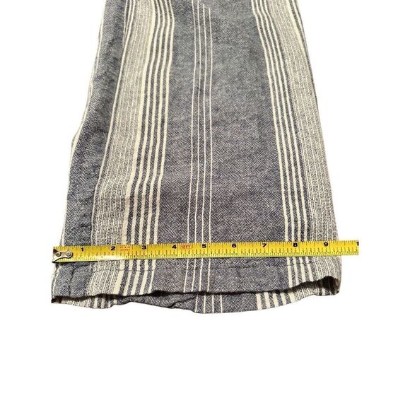 Old navy striped linen wide leg pants sz Small blue/cream drawstring pull on wom - Picture 6 of 7
